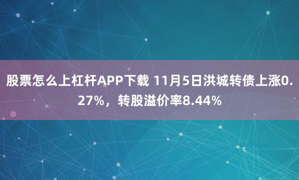 股票怎么上杠杆APP下载 11月5日洪城转债上涨0.27%，转股溢价率8.44%